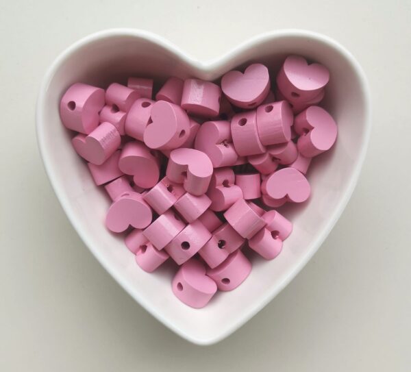 perlina cuoricino mini cuore rosa in legno